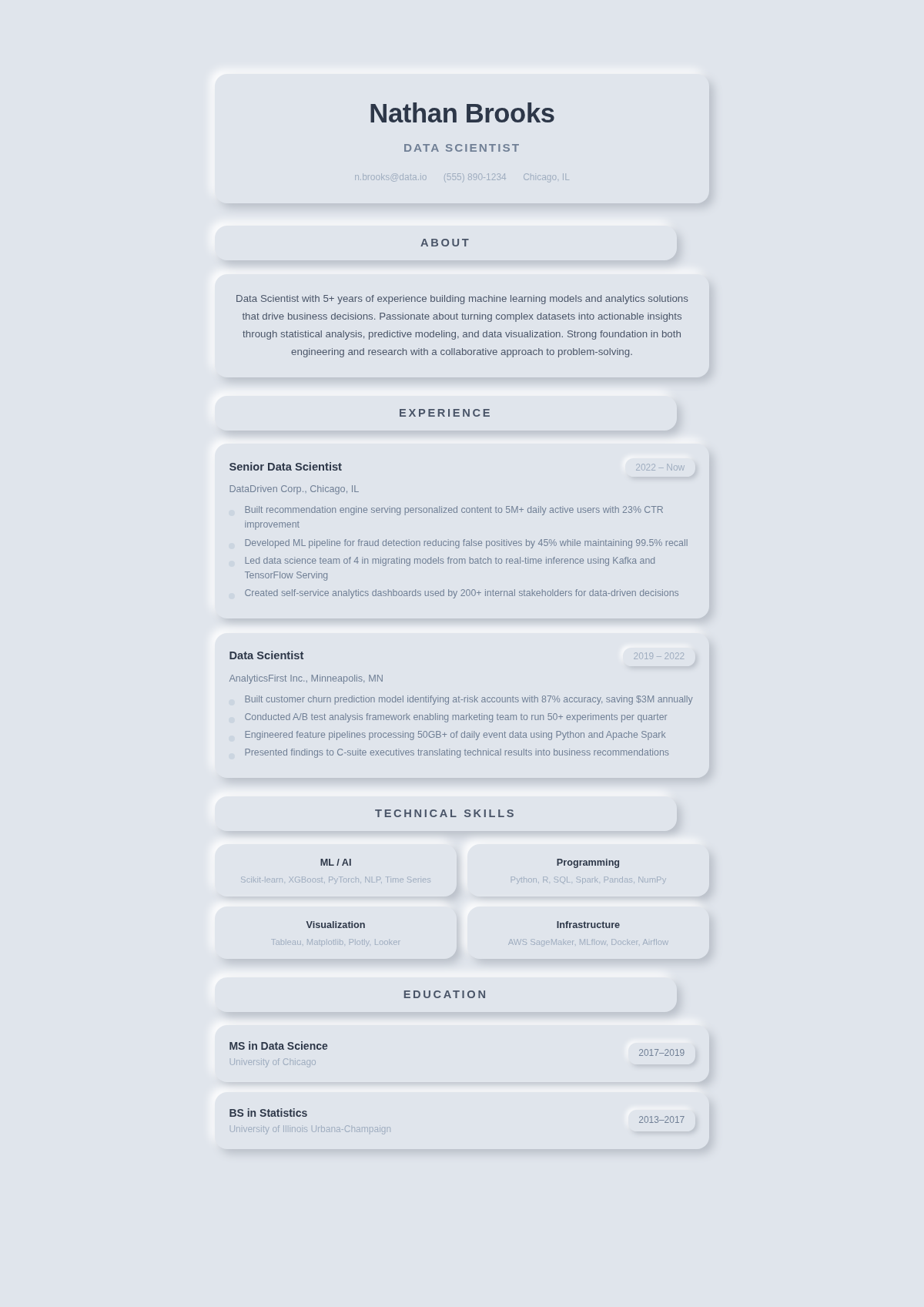 Neomorphism simple resume